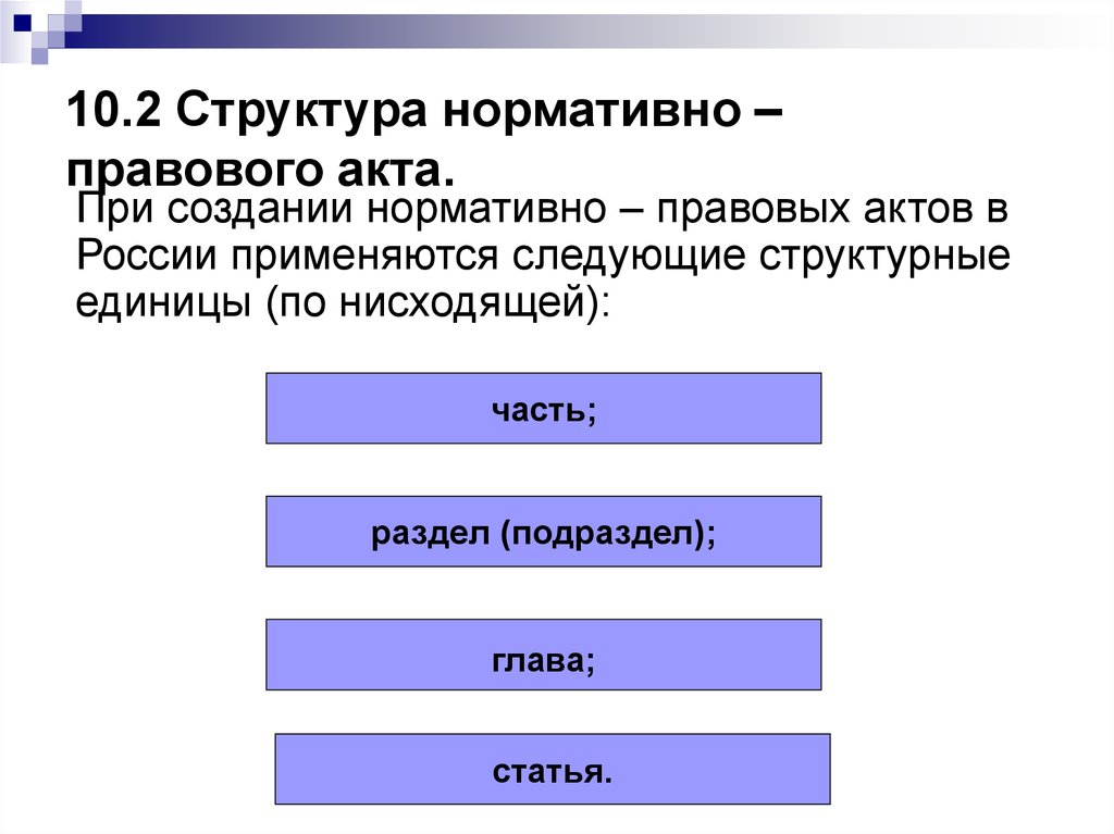 Создание правовых актов. Нормативно правовой акт структура нормативно правового акта. Структура нормативно-правового документа. Строение нормативного правового акта. Структура нормативного правового акта схема.