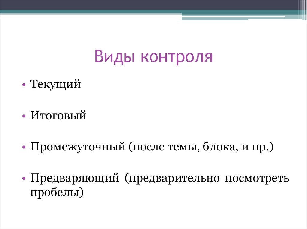 Виды контроля