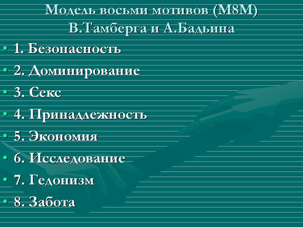 Мотивам м. Модель 8 мотивов Тамберга. 8 Мотивов Тамберга.