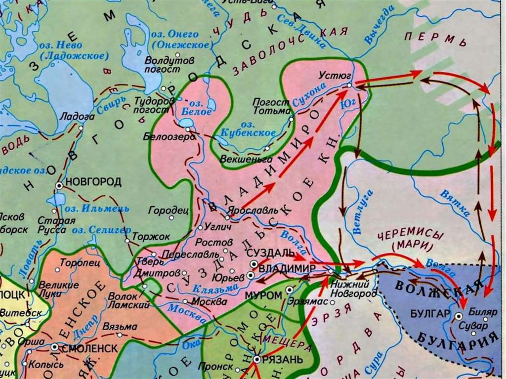 Карта древней руси 13 века с городами