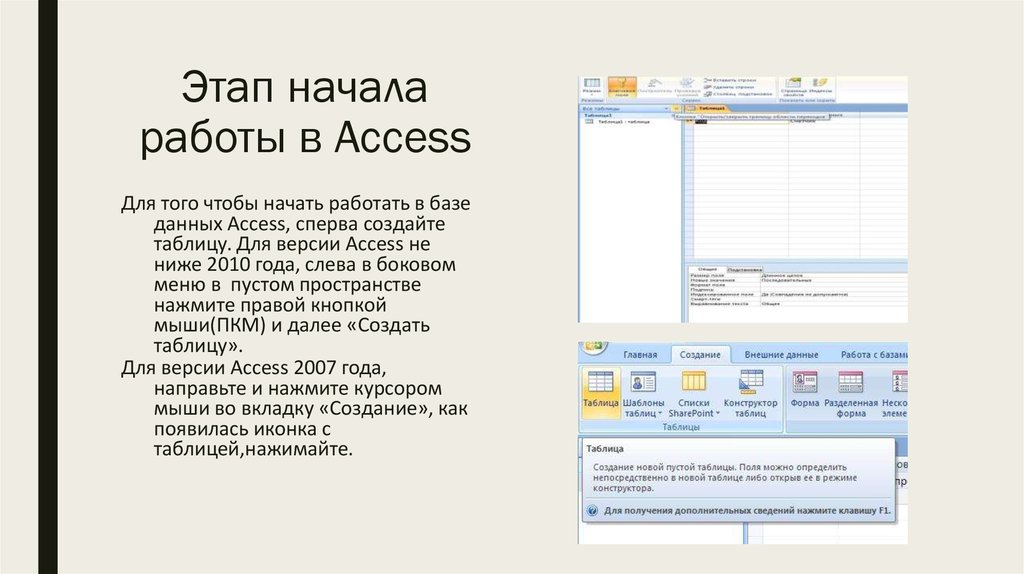 Access презентация по информатике