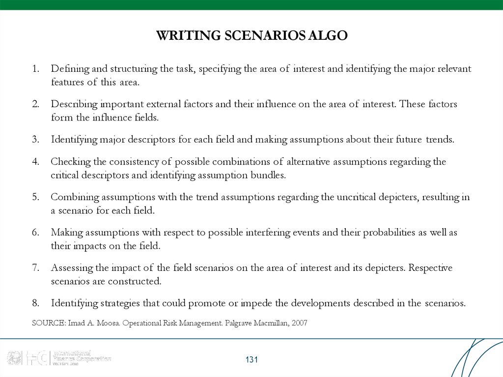 WRITING SCENARIOS ALGO
