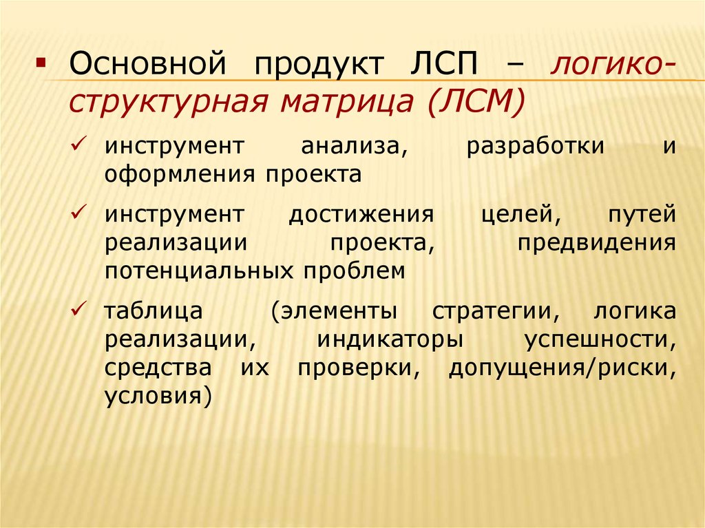 Логико структурная матрица проекта