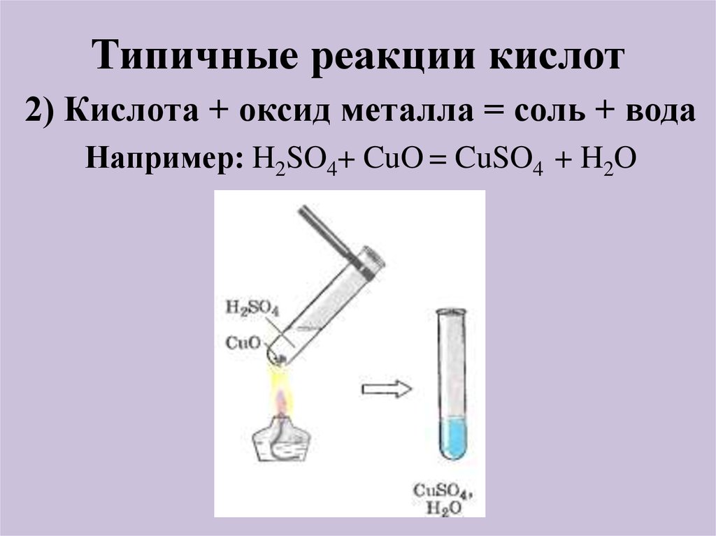 Реакция солей с водой. Типичные реакции кислот. Типипчнв реакции кислот. Кислота оксид металла соль вода. Кислота и оксид металла реакция.