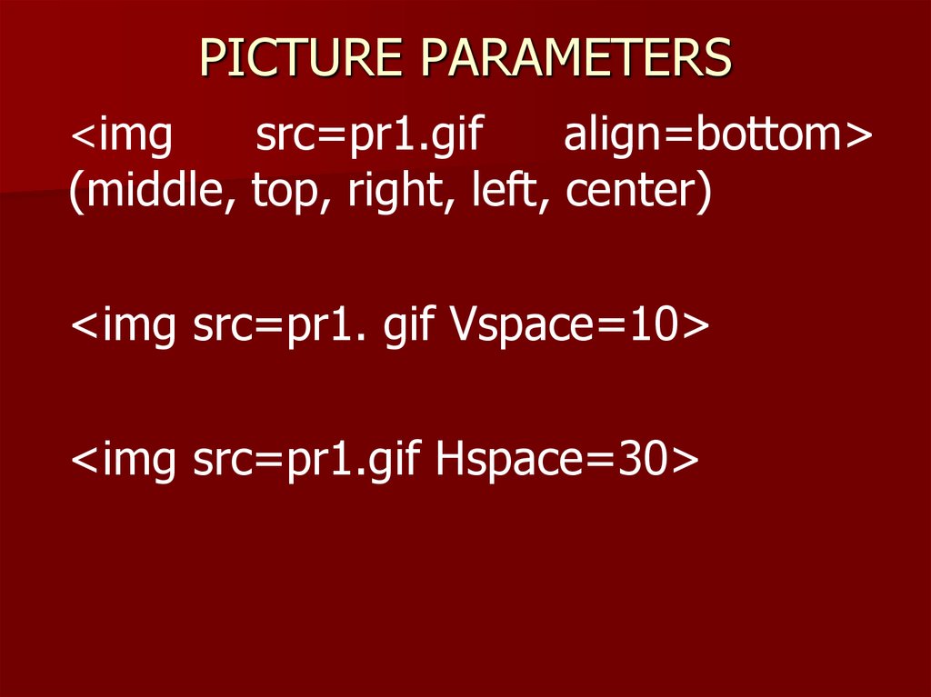 PICTURE PARAMETERS