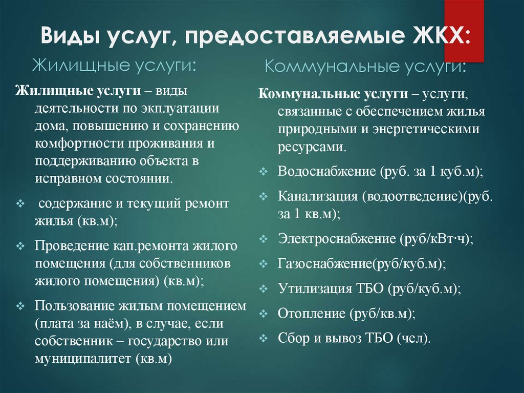 Определить виды услуг. Виды услуг предоставляемые ЖКХ. Предоставляемая услуга ЖКХ. Виды предоставляемых услуг. Виды услуг обслуживания.