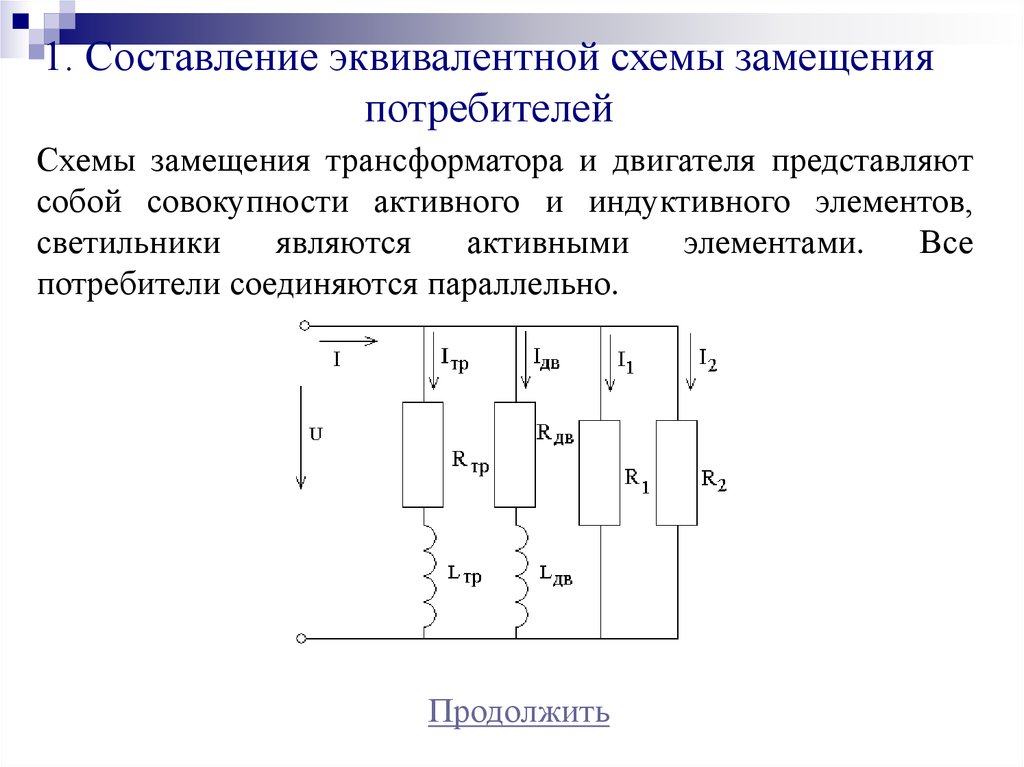 Укажите номер схемы замещения потребителя для которого