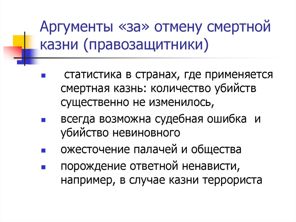 Смертная казнь за и против проект по обществознанию