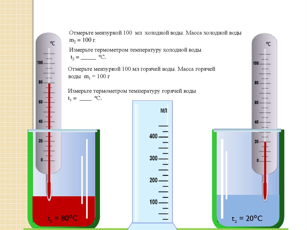 Определить температуру холодной и горячей воды. Лабораторная работа измерение температуры. Определение температуры плавления лабораторная работа. Смешивание воды разной температуры.