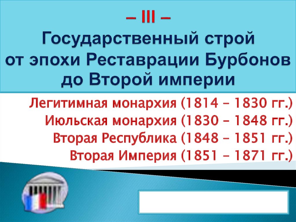 Политическое устройство франции в период реставрации. Легитимная монархия во Франции. Легитимная монархия 1814 -1830. Франция реставрация Июльская монархия вторая Республика.