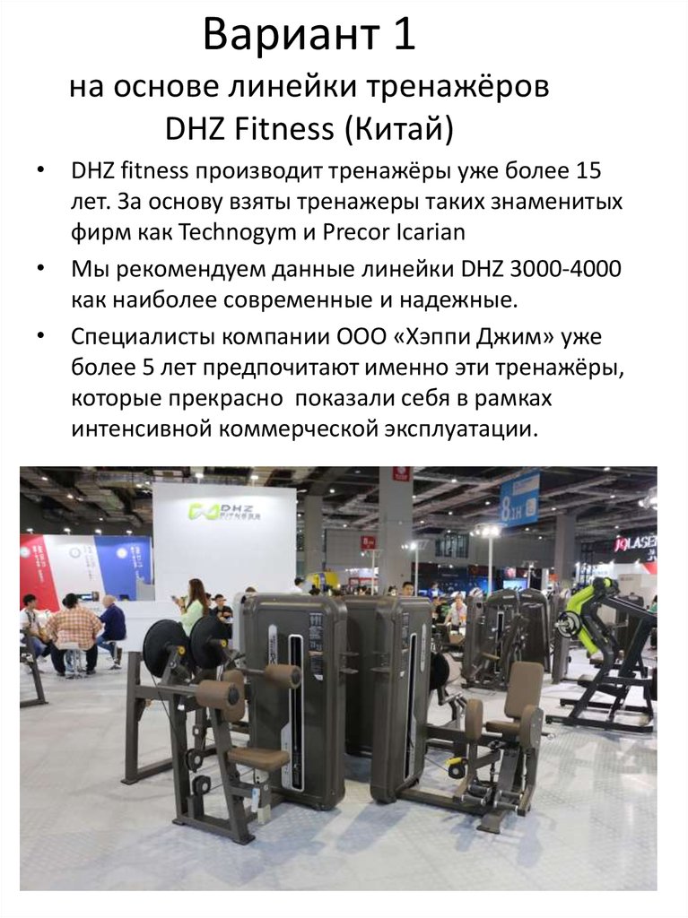 Вариант 1 на основе линейки тренажёров DHZ Fitness (Китай)