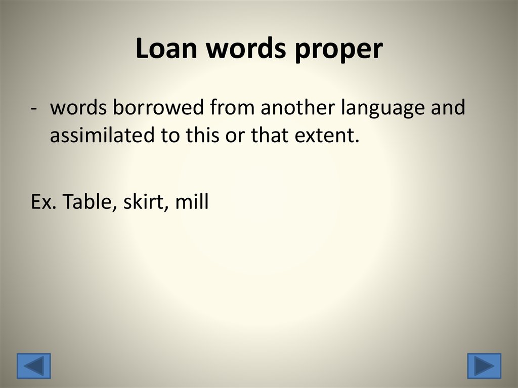 Loan words proper