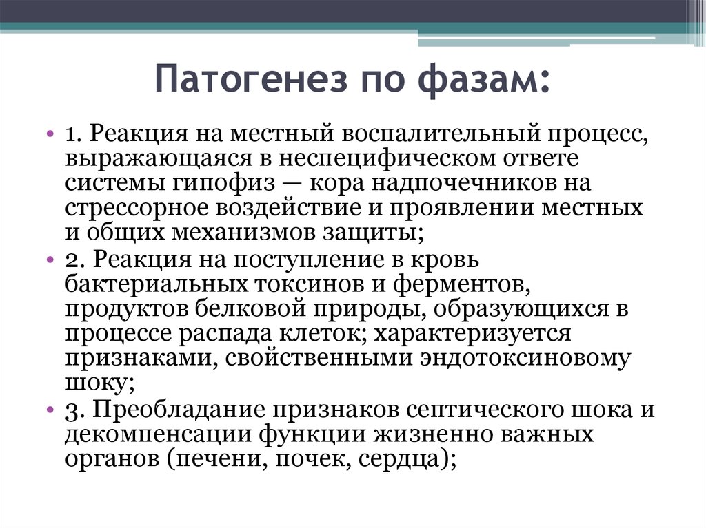 Патогенез по фазам: