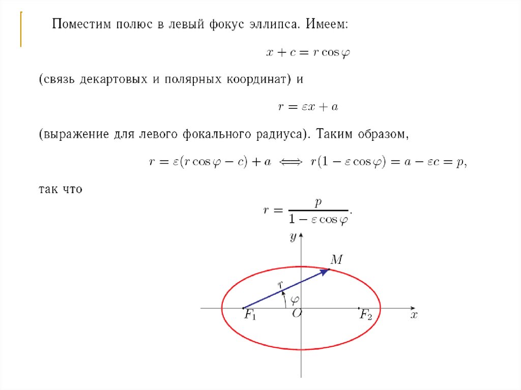 Полярное уравнение эллипса