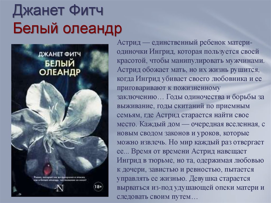 Фитч отзывы. Белый Олеандр книга.