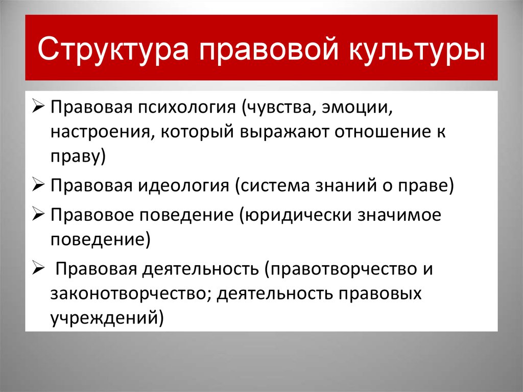 Правовой элемент. Правовая культура понятие структура функции. Структура правовой культуры. Структура правовой культуры общества ТГП. Элементы правовой культуры личности.