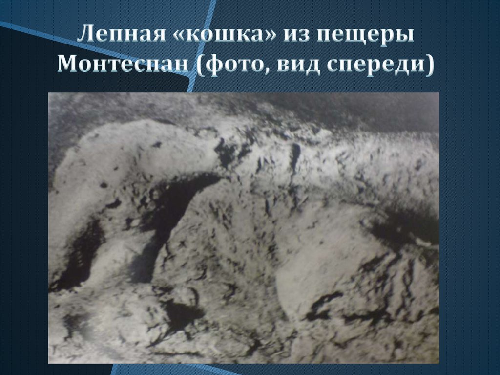 Лепная «кошка» из пещеры Монтеспан (фото, вид спереди)
