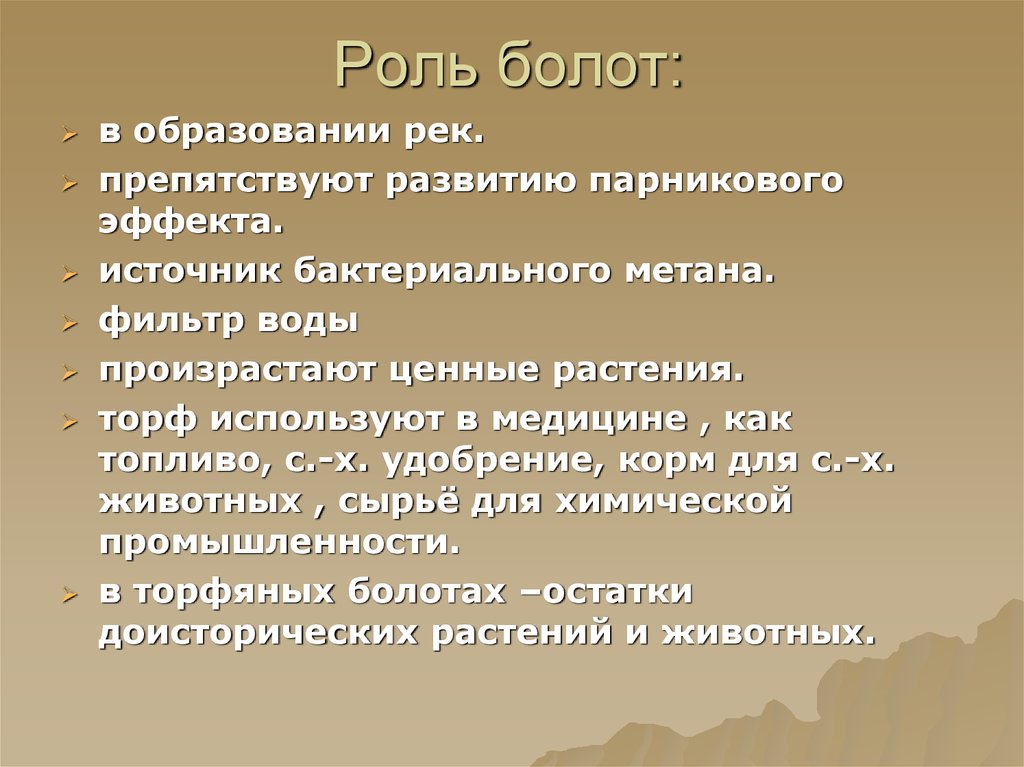 Роль болот