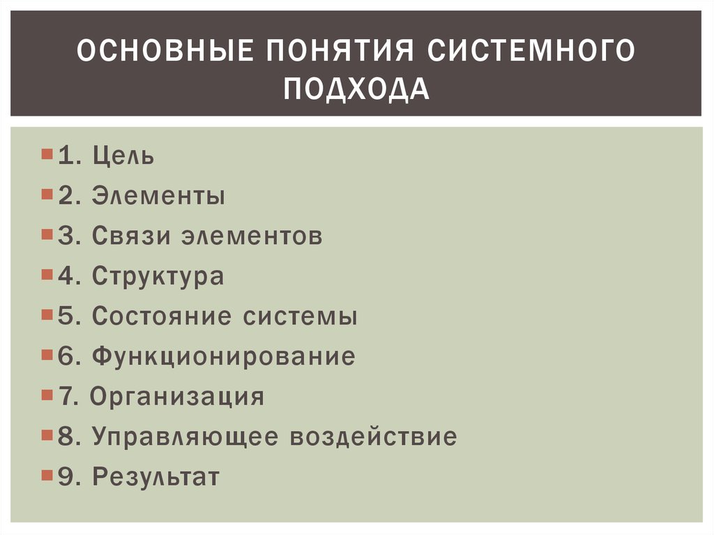 Основные этапы системного подхода