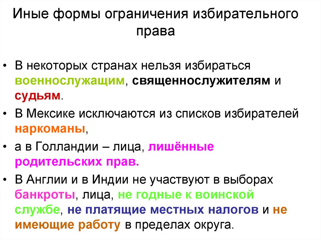 Ограничение выборов. Ограничения избирательного права. Ограничения в избирательном праве. Иные формы права. Избирательное право ограничено.