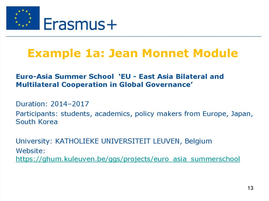 Example 1a: Jean Monnet Module