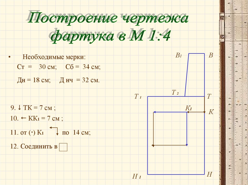 Чертеж фартука в натуральную величину 6 класс