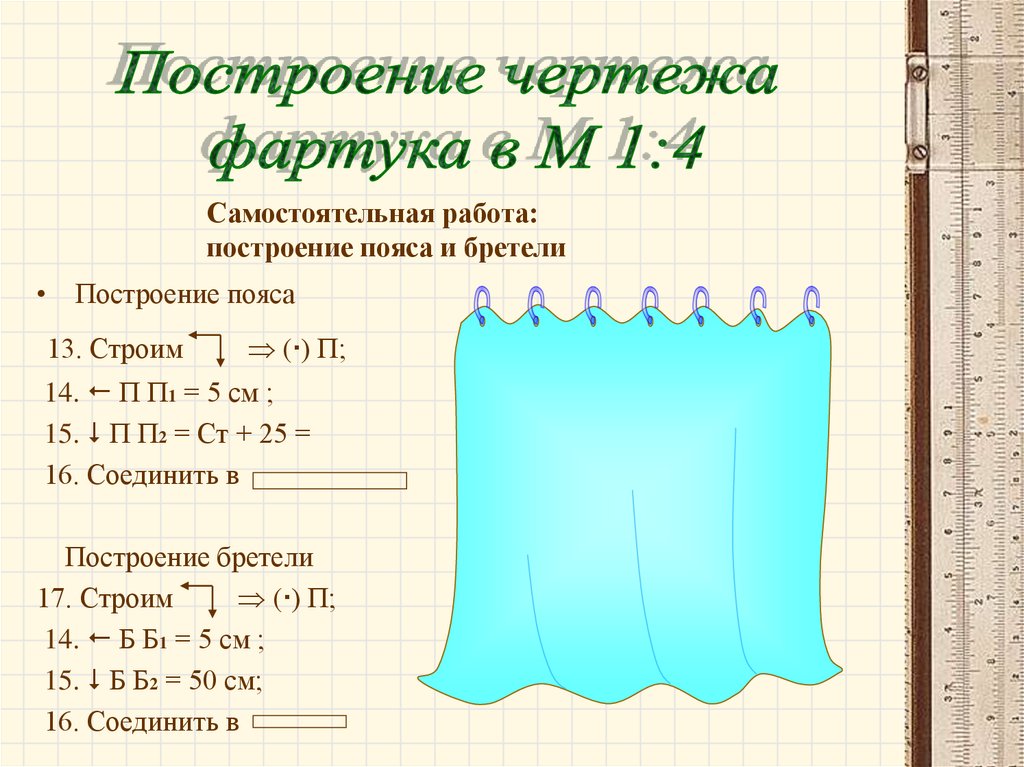 Построение работы. Построение чертежа пояса. Построение пояса для фартука. Чертеж пояса и бретелей. Самостоятельная работа построение пояса и бретели.