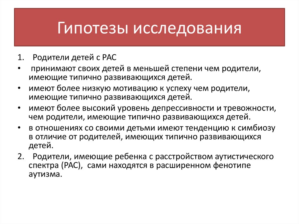 Контрольная работа по теме Исследование детско-родительских отношений