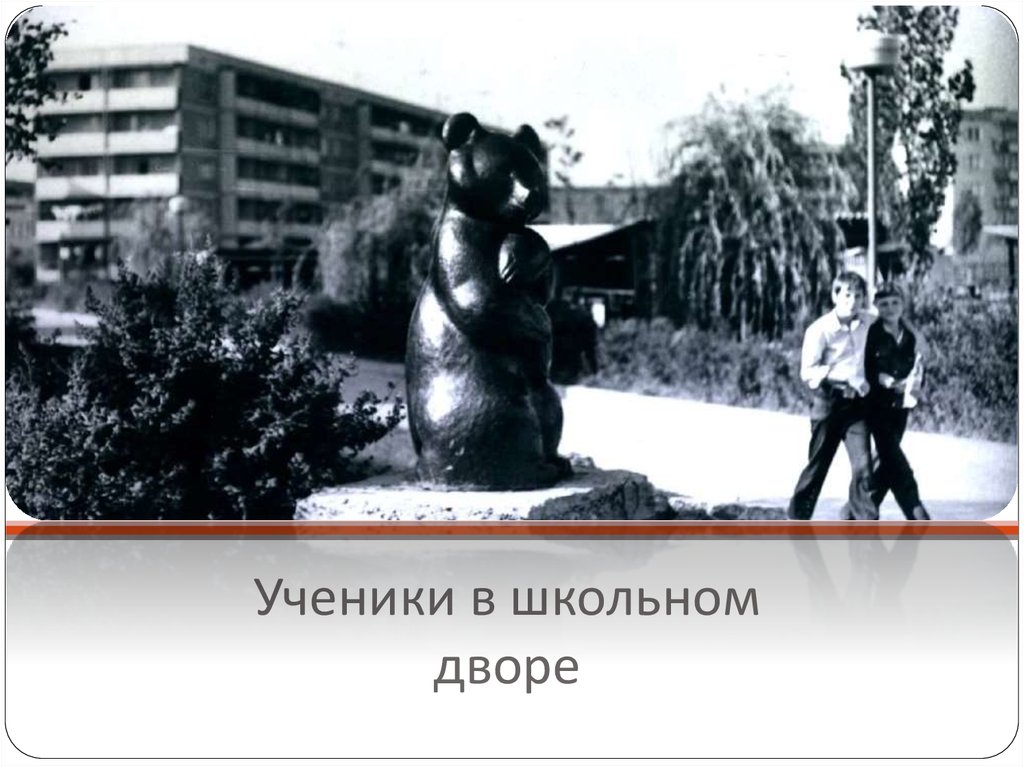 Ученики в школьном дворе