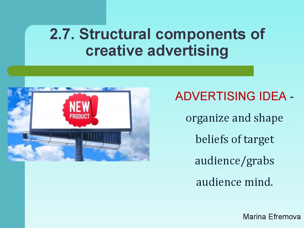 2.7. Structural components of creative advertising