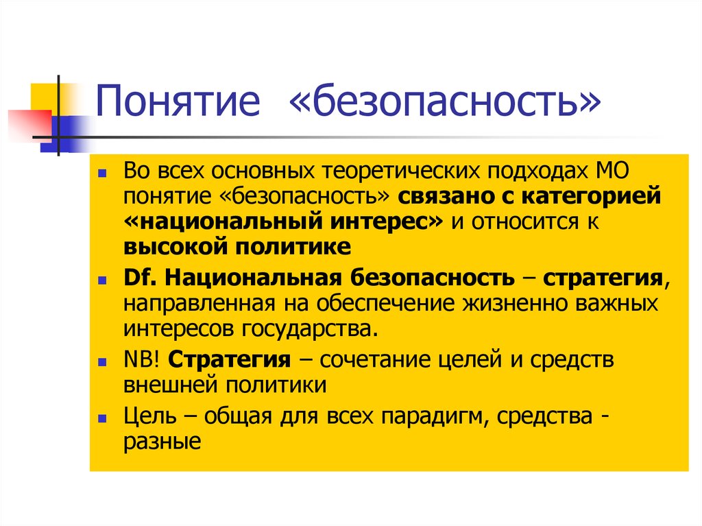 Высшая политика. Понятие безопасности. Понятие безопасность объекта защиты. Понятие безопасность медицинского труда. Понятие безопасности и ее задачи.