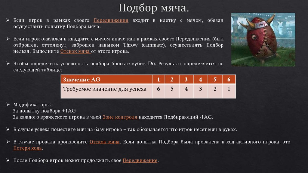 Подбор мяча.