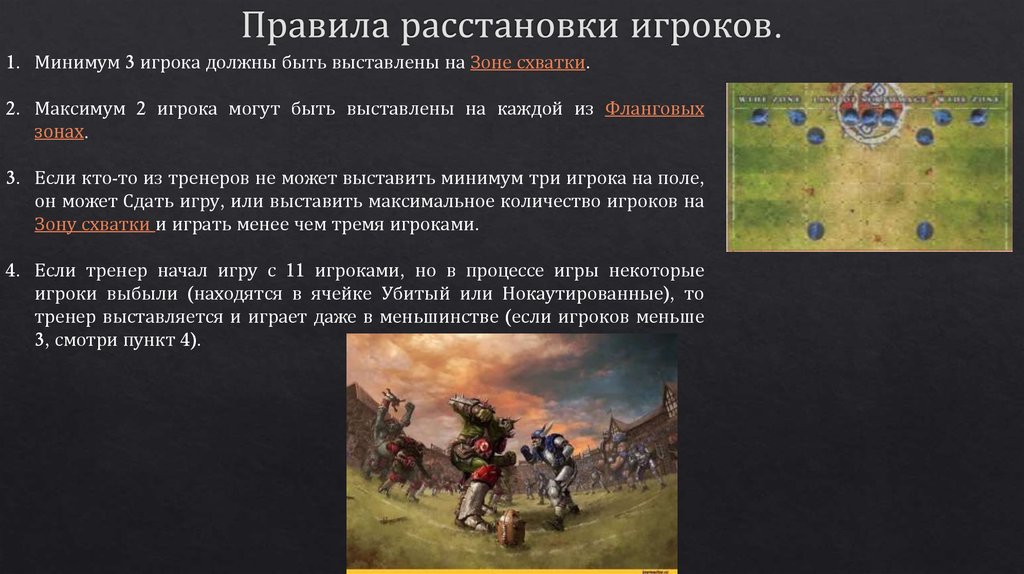 Правила расстановки игроков.