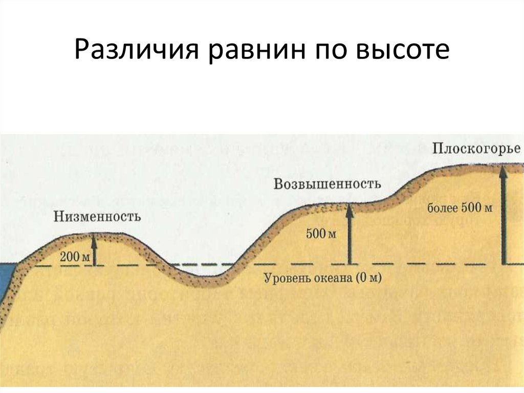 Какой вид равнины показан на рисунке цифрой один