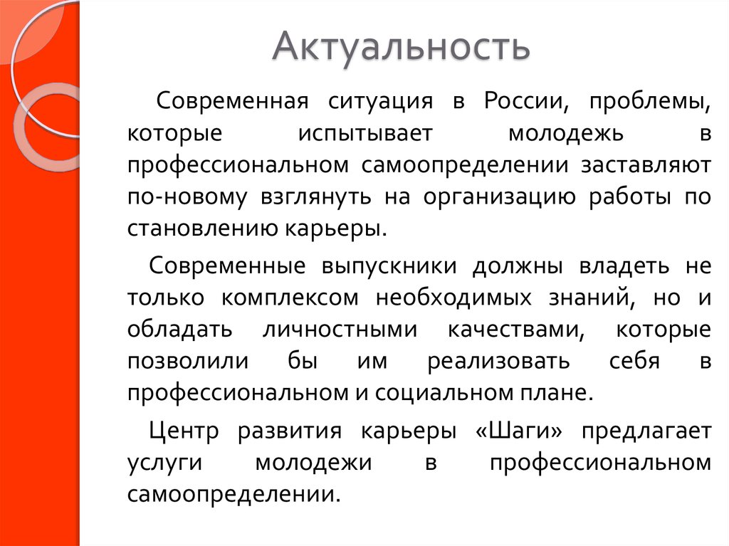 Современная ситуация. Актуальность современная фирма.