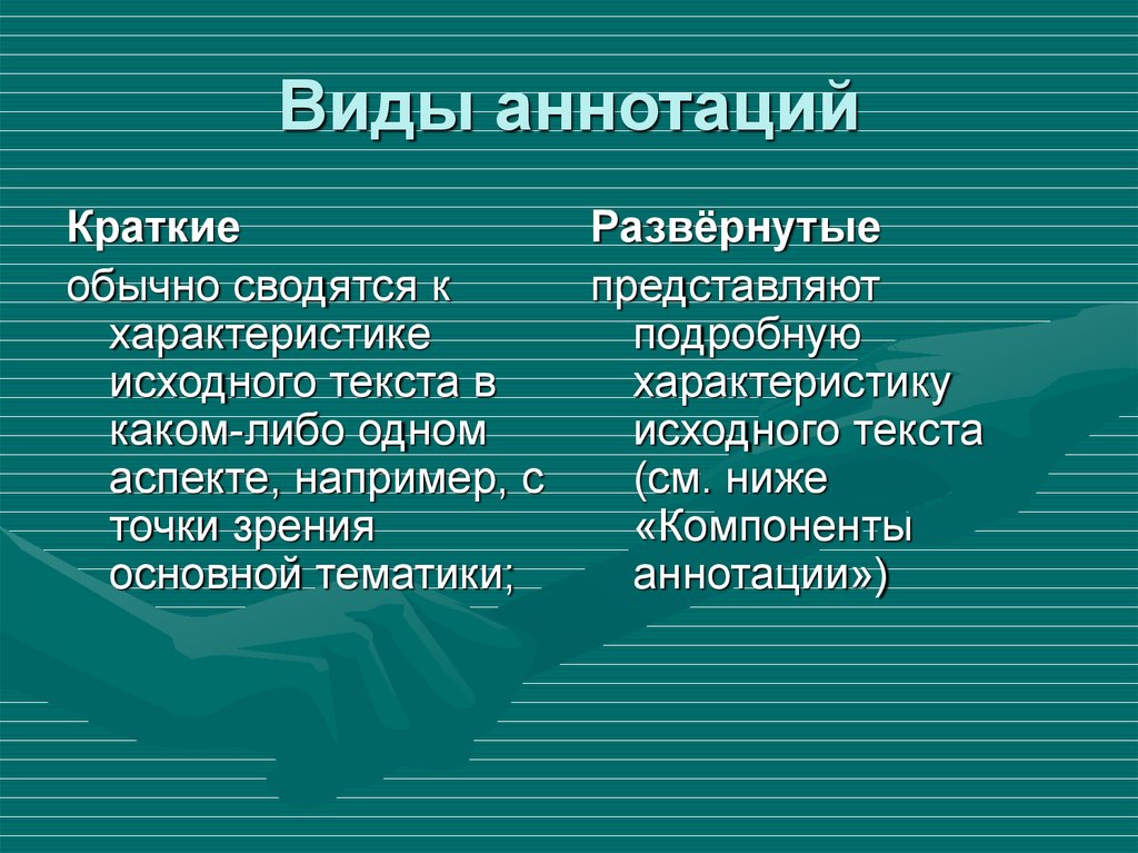 Основные виды аннотаций