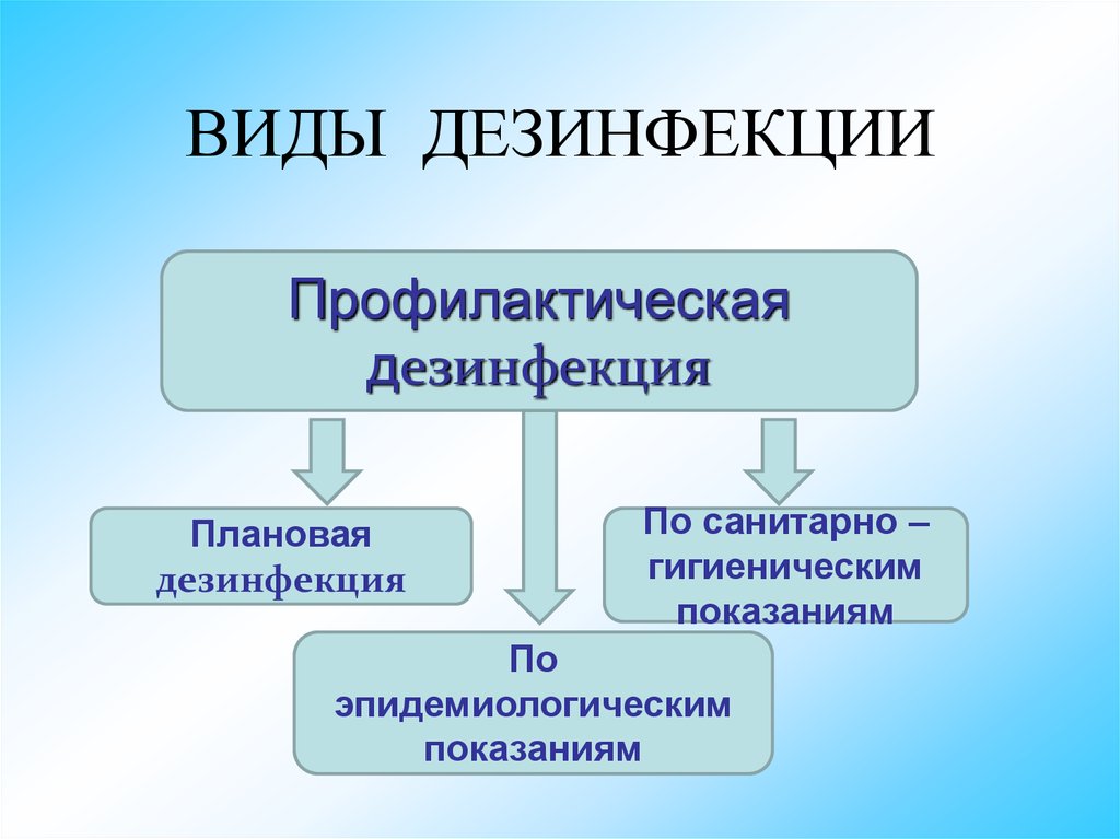 Виды дезинфекции в медицине схема