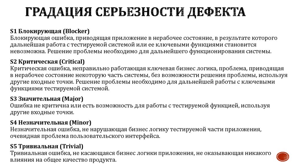 Серьезность ошибки. Критичность дефекта в тестировании. Приоритеты дефектов. Градация серьезности дефекта. Градация приоритета дефекта.