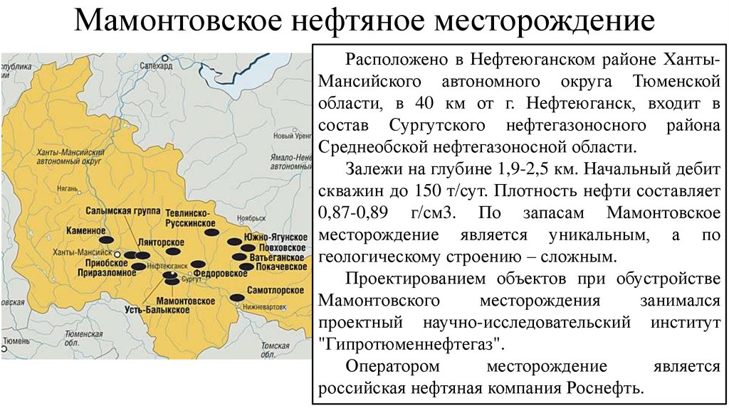 Федоровское месторождение обзорная карта