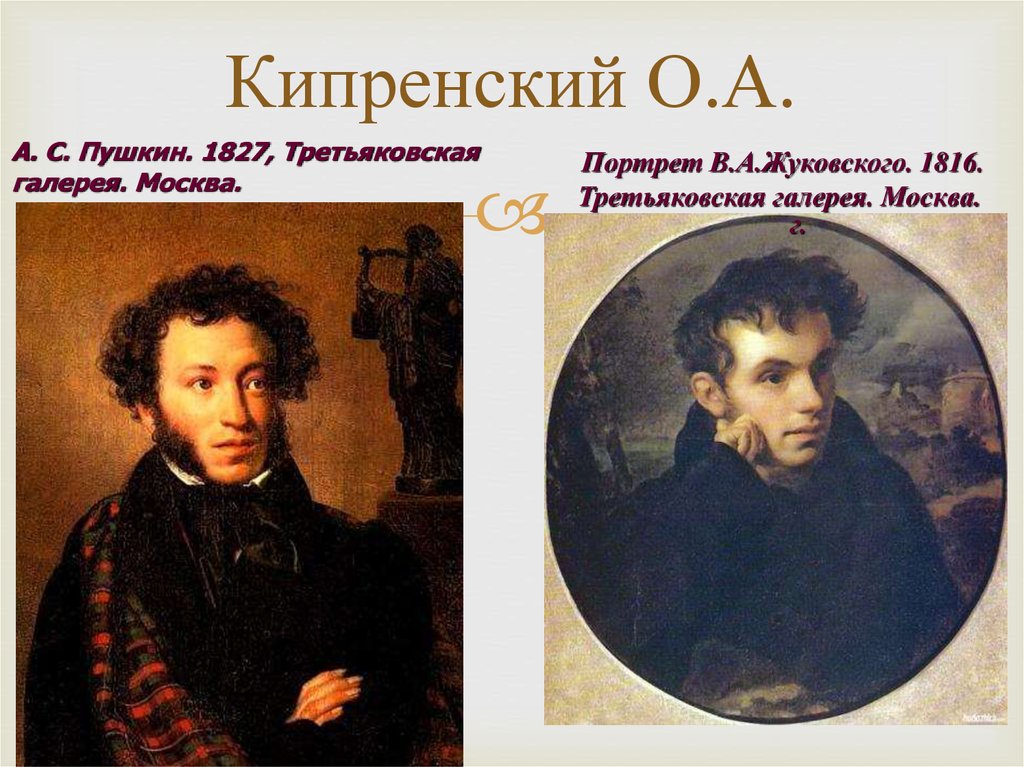 Художественный образ пушкина. Кипренский портрет Жуковского 1816. Портрет в а Жуковского 1816. Портрет Пушкина Кипренский Третьяковская галерея. Орест Адамович Кипренский Жуковский.