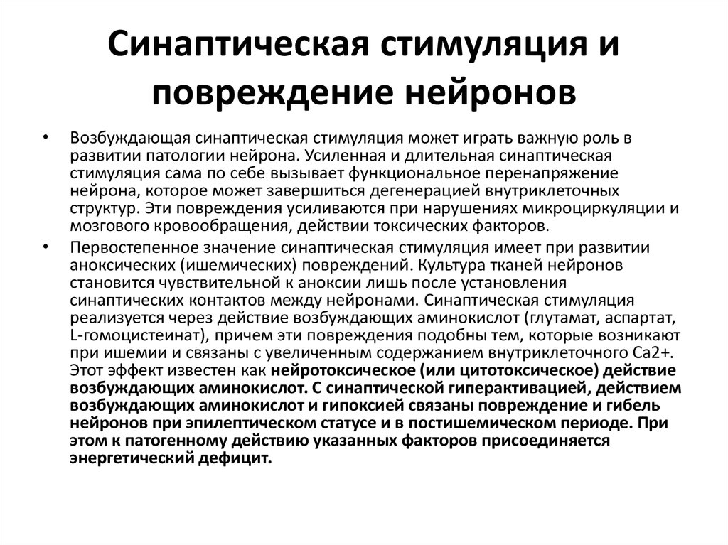 Схема механизмов формирования генератора патологически усиленного возбуждения