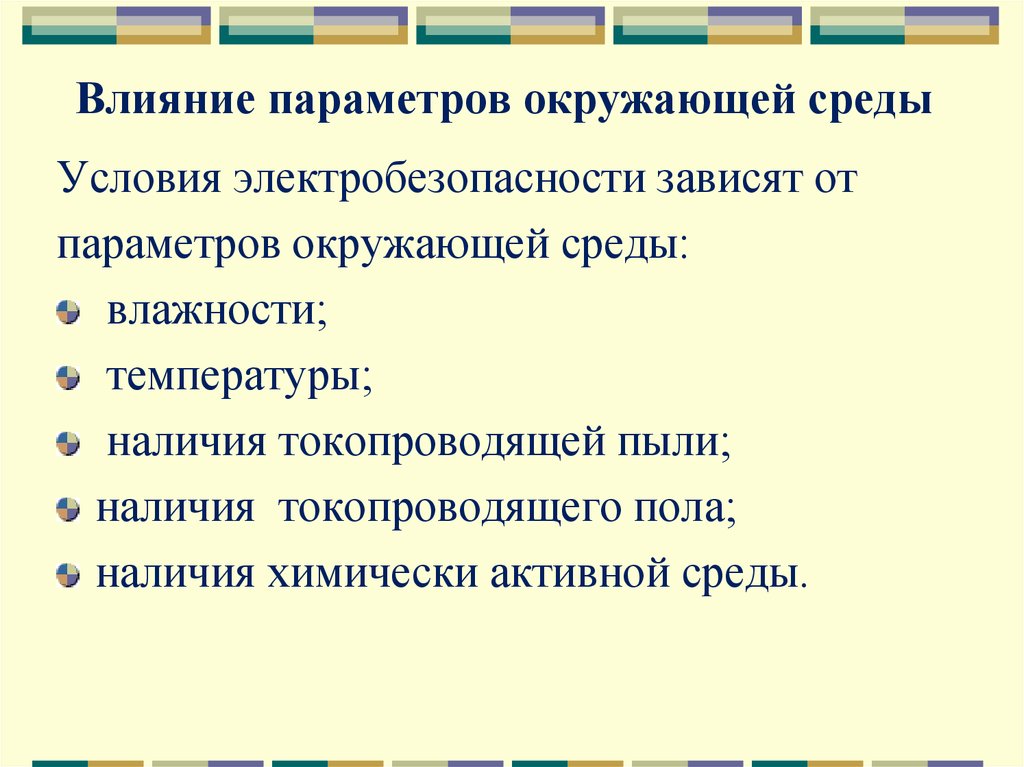 Параметры изменения окружающей среды