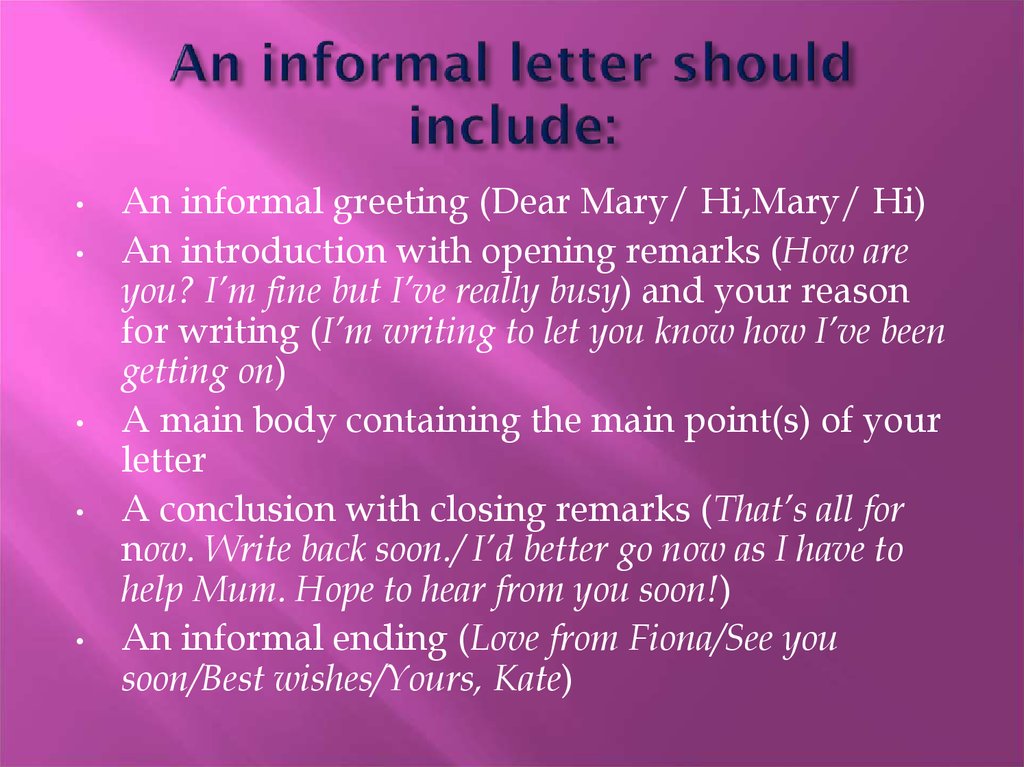 Informal letters - online presentation