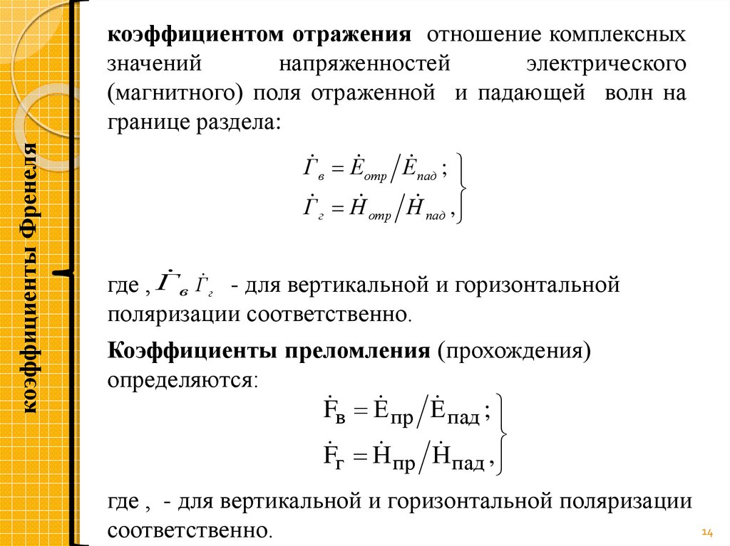 Напряженность электрического поля электромагнитной волны. Коэффициент отражения волны формула. Формула Френеля для коэффициента отражения. Коэффициент отражения электромагнитной волны. Связь электрической и магнитной напряженности.