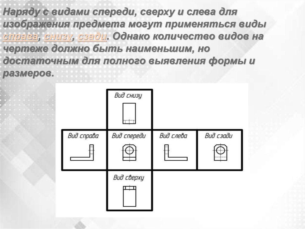 По изображениям главному и слева определить вид сверху