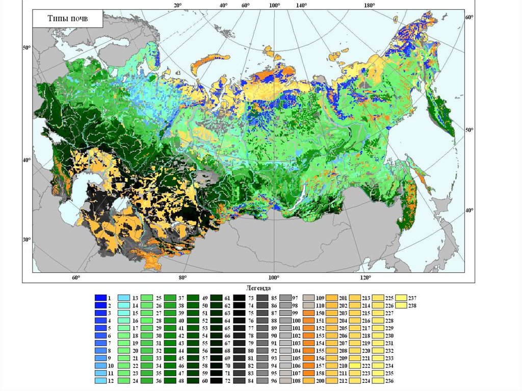 Карта типов почв россии