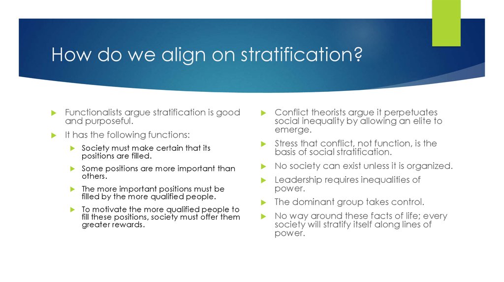 How do we align on stratification?