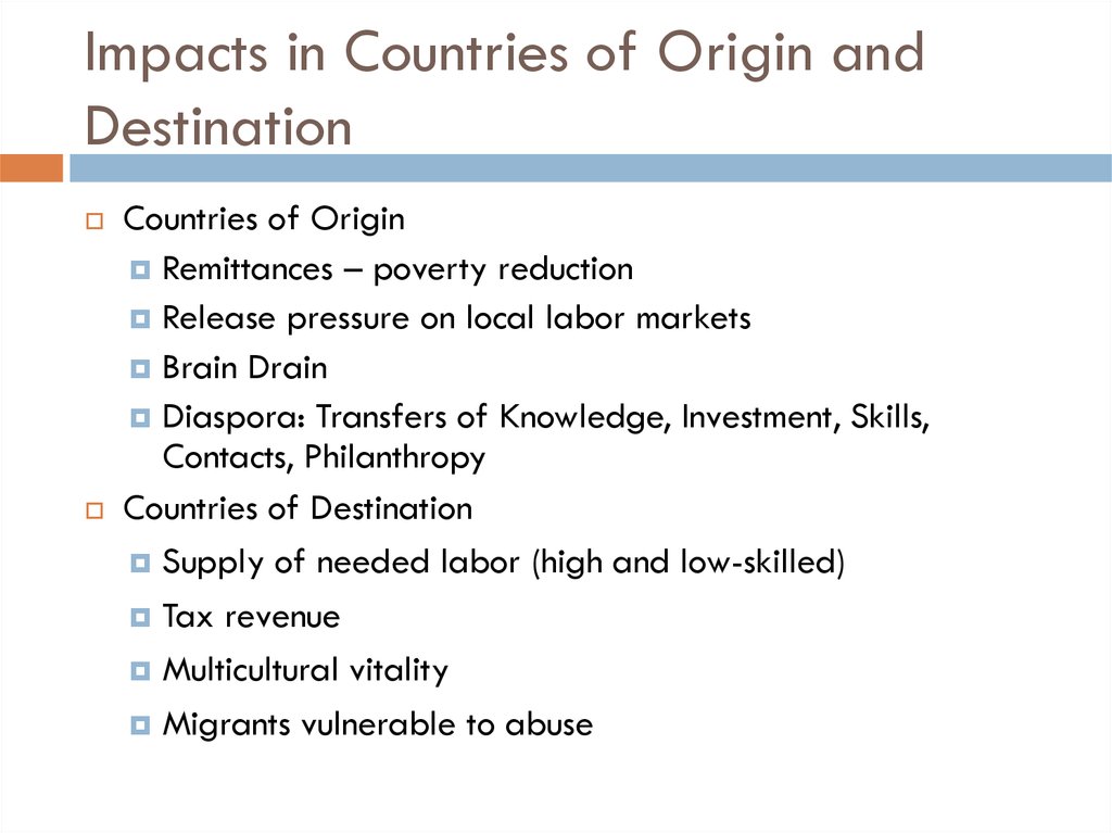 Impacts in Countries of Origin and Destination