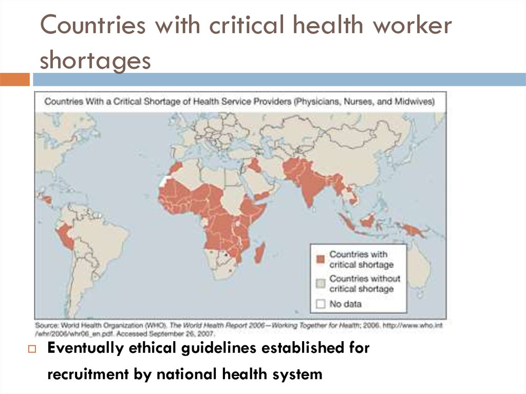 Countries with critical health worker shortages