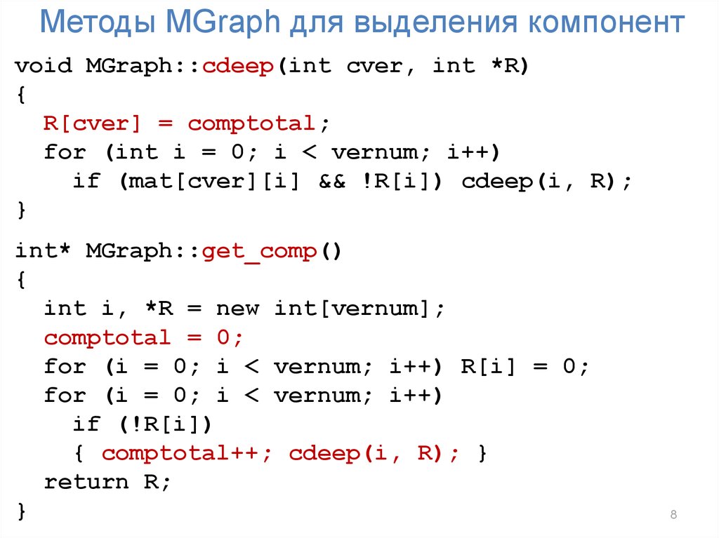 Методы MGraph для выделения компонент